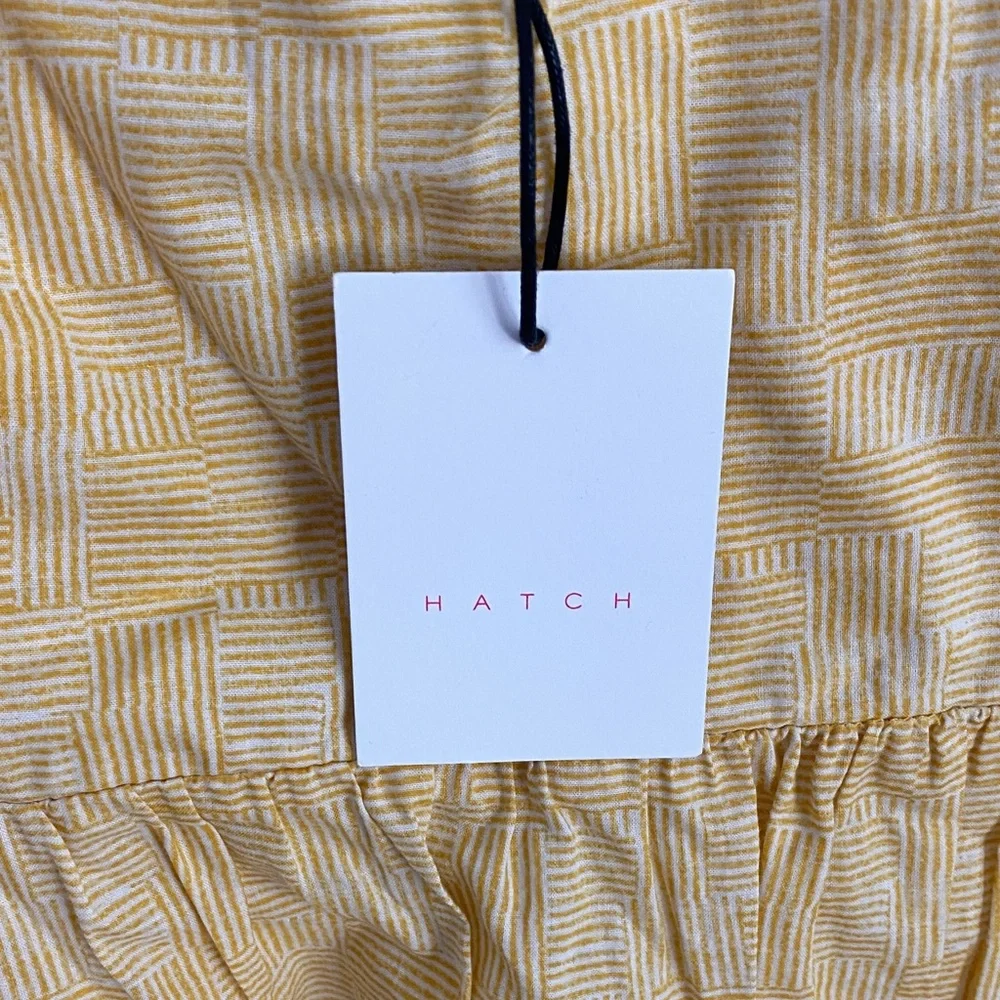 NWT Hatch Light Yellow / White Patterned Maxi Dress with spaghetti ties - Picture 5 of 6